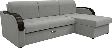 Диван Сириус Лидер-1 c оттоманкой НПБ 260x165 (Eva 08 велюр светло-серый)