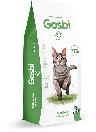 Сухой корм для кошек Gosbi Life cat sterilized with salmon 12 кг