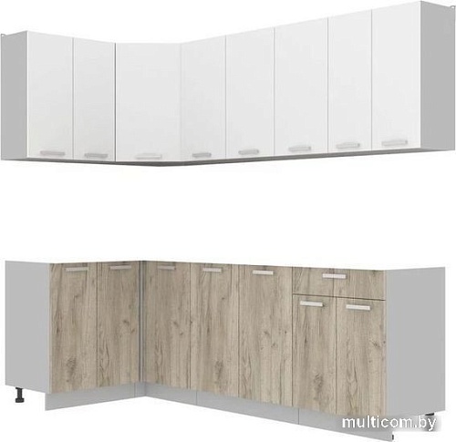 Интерлиния Мила Лайт 1.2x2.4 без столешницы (белый платинум/дуб серый)