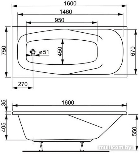 Ванна VagnerPlast Aronia 160х75