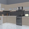 Угловая кухня Интерлиния Мила Матте 1.5x3.2 Б левая (луна/луна/травертин серый)
