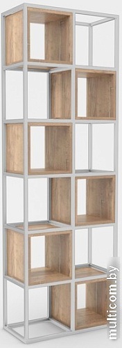 Стеллаж Hype Mebel Грос-2 70x175 (белый/дуб галифакс натуральный)