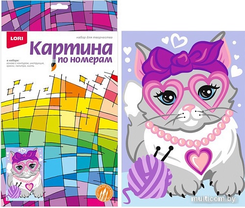 Картина по номерам Lori Гламурная кошечка Ркн-069