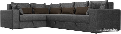 Угловой диван Лига диванов Майами Long 92 левый (рогожка серый/подушки серые/коричневые)