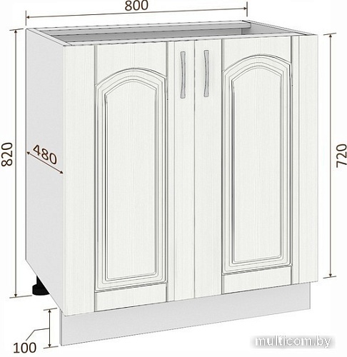 Шкаф напольный Кортекс-мебель Корнелия Ретро НШ80р без столешницы (дуб сонома)