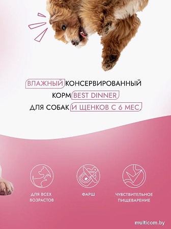 Консервированный корм для собак Best Dinner Для щенков и взрослых собак Телятина с тыквой (850 г)