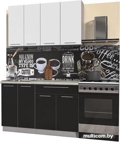 Кухня Интерлиния Мила Пластик 1.3 А (черный глянец/белый глянец/опал светлый)