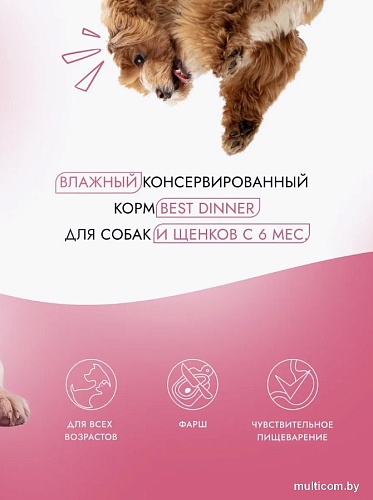 Консервированный корм для собак Best Dinner Для щенков и взрослых собак Телятина с тыквой (850 г)