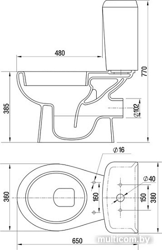 Унитаз Керамин Гранд однорежимный, сидение из полипропилена (черный)