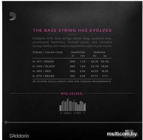 Струны для гитары D'Addario NYXL45100SL