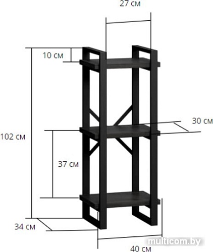 Стеллаж LoftyHome Лондейл Рант 40 (коричневый/черный)