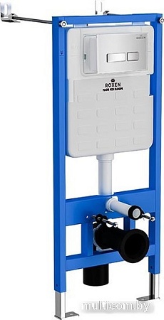 Унитаз подвесной Roxen Simple Compact в комплекте с инсталляцией StounFix Slim 6 в 1 964407 (кнопка: белое стекло)