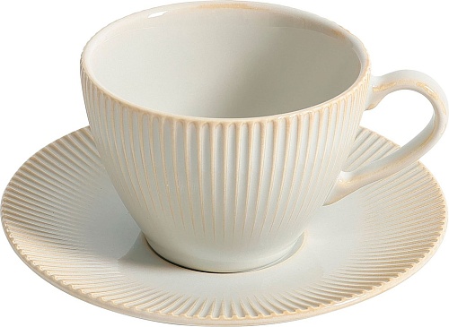 Чашка с блюдцем AksHome Aurora 200мл (фарфор/айвори)