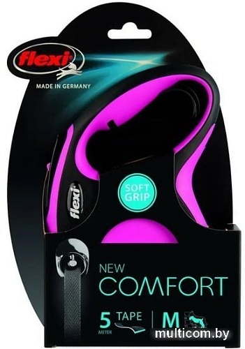Поводок-рулетка Flexi New Comfort M Tape 5 м (розовый/черный)