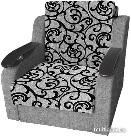 Кресло-кровать Асмана Виктория с декором (рогожка завиток черный/рогожка серая)