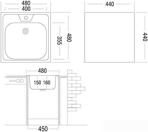 Кухонная мойка Ukinox CLL480.480-GT6K 0C