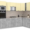 Готовая кухня Интерлиния Мила Лайт 1.88x3.2 правая (ваниль/бетон/травертин)