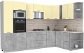 Готовая кухня Интерлиния Мила Лайт 1.88x3.2 правая (ваниль/бетон/травертин)