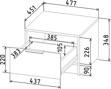 Комоды, тумбы Интерлиния Концепт КТ-ТК1-35 (бетон/белый платинум)