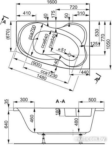Ванна VagnerPlast Melite 160x105
