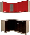 Угловая кухня Интерлиния Мила 12x17 (красный/дуб венге)