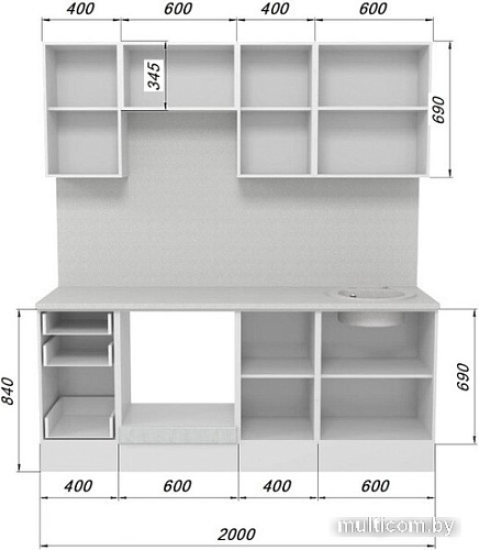 Шкаф навесной Горизонт Ева 45 (графит софт)