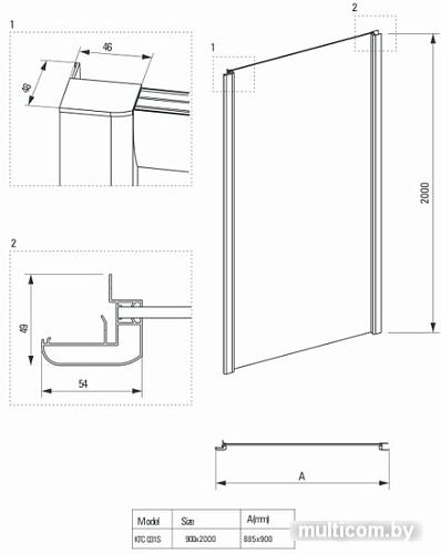 Душевая стенка Deante Cynia 90 KTC 031S (хром/прозрачное)