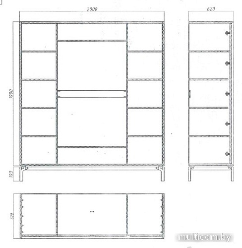 Шкаф распашной Молодечномебель Брюгге D4 ВМФ-1700 (капучино)