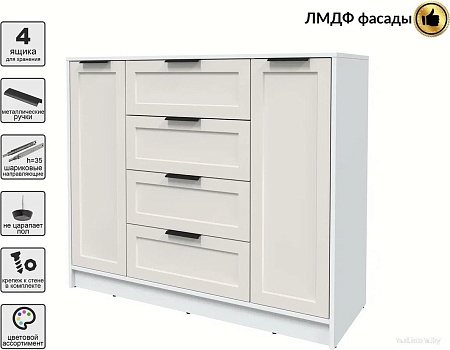 Тумба Интерлиния Концепт Тренд КТ-Т120 (белый платинум/кашемир)