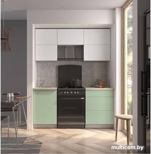 Кухня Интерлиния Мила Матте 1.7 Б (белый/мята/опал светлый)