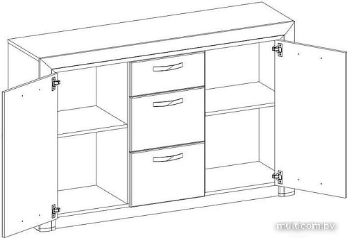 Комод Anrex Olivia 2D3S (вудлайн кремовый/дуб анакона)