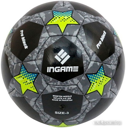 Футбольный мяч Ingame Pro Black (3 размер, черный/желтый/голубой)