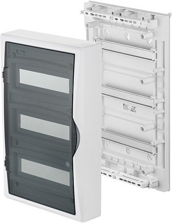 Бокс пластиковый Elektro-Plast Eco Box 3x12M, N/PE 4x 6x16+3x10mm2, дымчатая пласт. дверь, белый RAL9003, 560x354x107mm, IP40