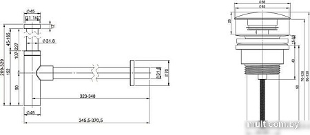 Сифон Wellsee Drainage System 182123003 (сифон, донный клапан, матовый белый)