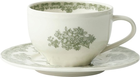 Чашка с блюдцем AksHome Blossom 250мл (керамика/зеленый)