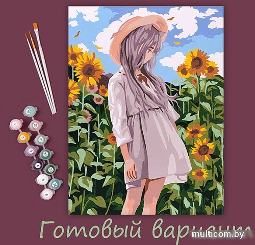 Картина по номерам ФРЕЯ Аниме-девочка в подсолнухах PNB/PM-110