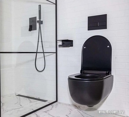 Унитаз Bocchi V-Tondo Rimless (черный матовый) 1417-004-0129+A0336-004