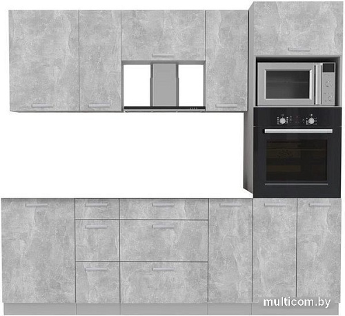 Готовая кухня Интерлиния Мила Лайт 2.3 ВТ без столешницы (бетон/бетон)