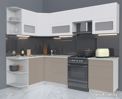 Готовая кухня Интерлиния Мила Матте 1.5x2.6 Б левая (белый/луна/опал светлый)