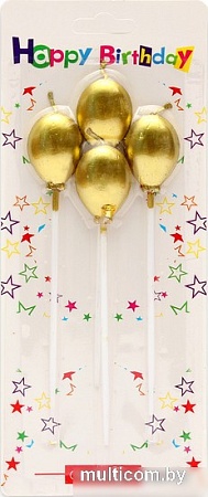 Набор свечей для торта Miland Золотые шары С-2464 (4 шт)