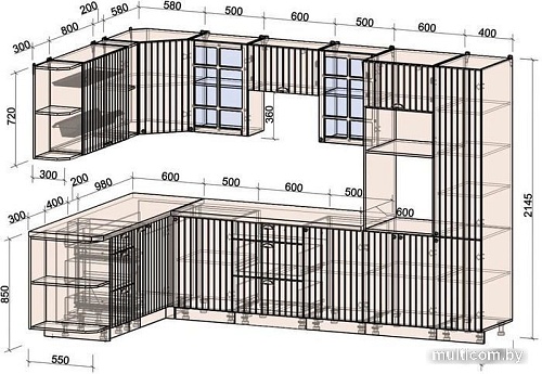 Интерлиния Берес 1.88x3.2 ВТ левая (дуб королевский/бискайская сосна)