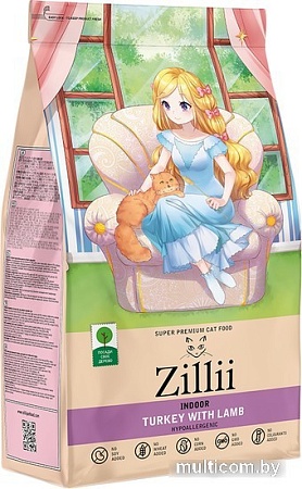 Сухой корм для кошек Zillii Indoor индейка с ягненком 10 кг