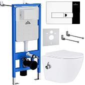 Унитаз подвесной Roxen Antares Bidet в комплекте с инсталляцией StounFix Slim 6 в 1 958812 (кнопка: хром глянец)