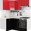 Готовая кухня S-Company Клео глосc 1.2x1.8 левая (черный глянец/красный глянец)