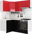 Готовая кухня S-Company Клео глосc 1.2x1.8 левая (черный глянец/красный глянец)