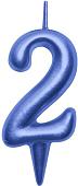 Свеча для торта Мультидом Овал Цифра 2 МС5-42 (синий)