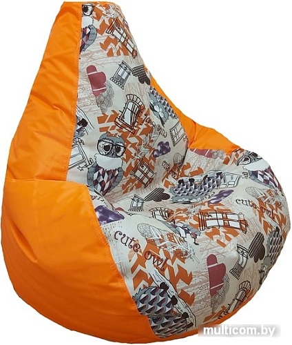 Кресло-мешок LoftyHome Груша L (оксфорд/велюр, оранжевый)