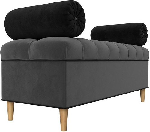 Банкетка Лига диванов Глория 113664 (велюр серый/черный/черный)