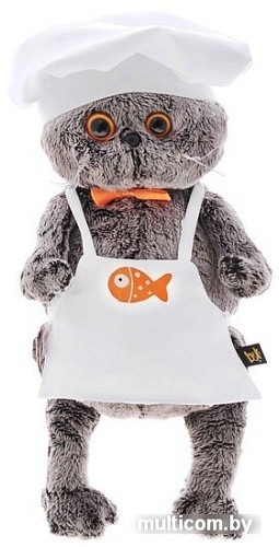 Мягкая игрушка Basik&Ko Басик Кот-кулинар со сковородкой (25 см) [Ks25-021]