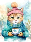 Рыжий кот Зимнее чаепитие Х-7540